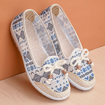 Summer old beijing cloth shoes for women soft sole mom hollow