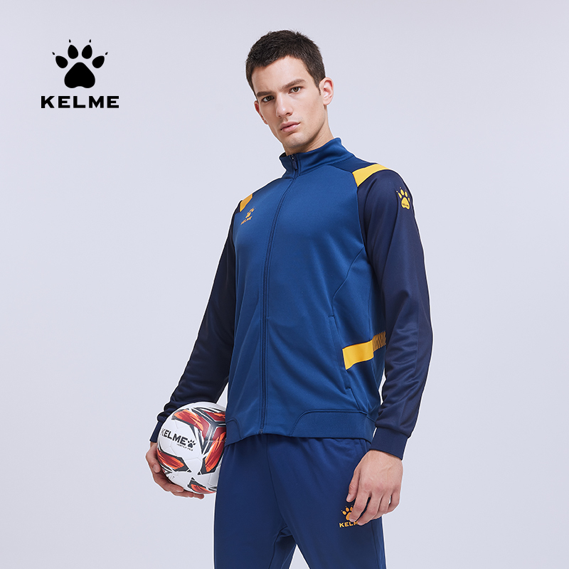 Kelme Sports Jacket for Men, Same Style as Premier League and La Liga, Football Match Appearance Uniform, Stand Collar Training Jacket