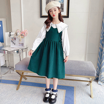 Girls dress Dress Autumn Dress Suit 2021 New Internet Red Child Skirt Foreign Air Long Sleeve Shirt Sweet Princess Dress