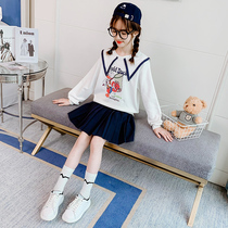 Girls tennis Red suit 2021 Autumn loaded with new Korean version Childrens college Wind pleats skirt Yangqi JK uniforms two sets