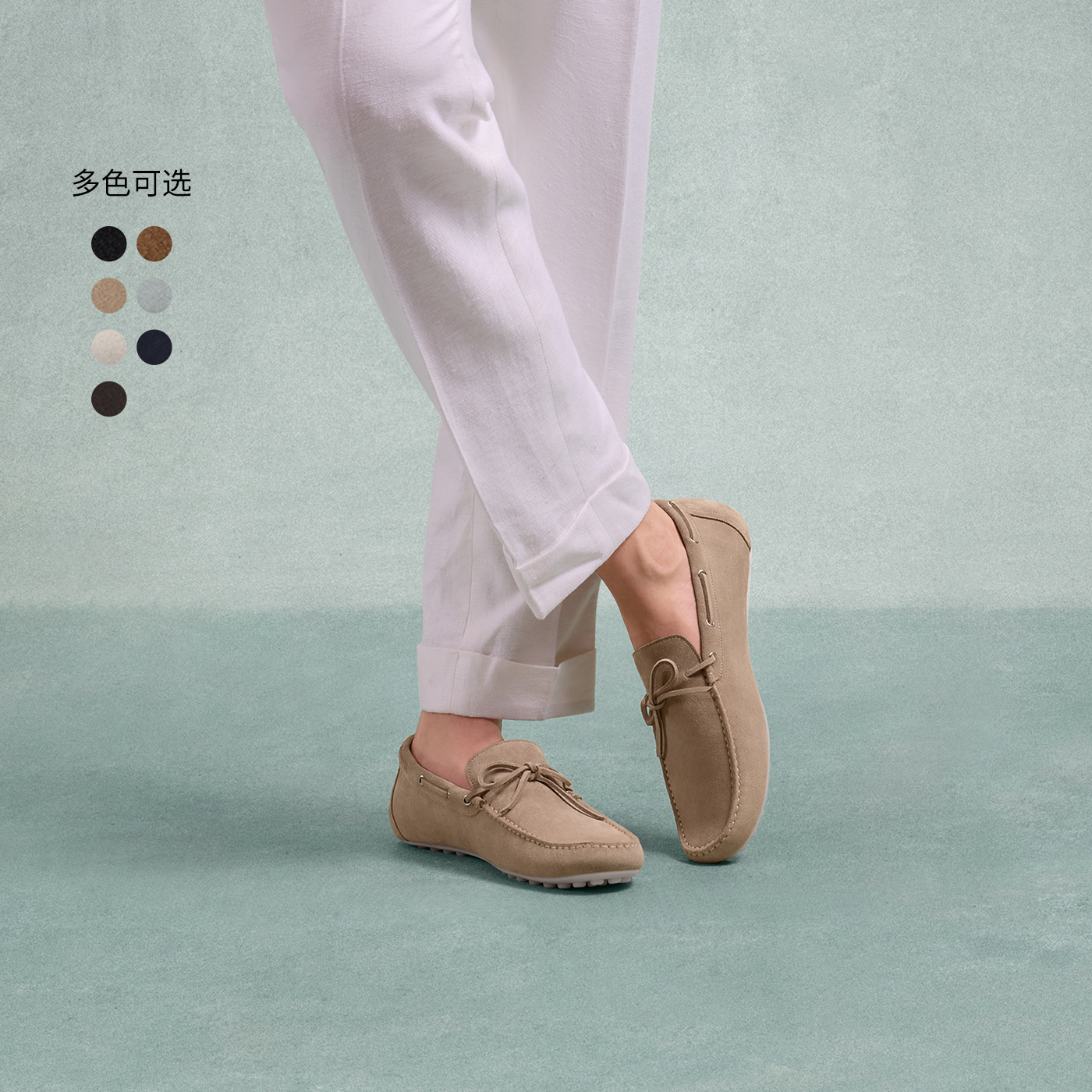 ThomWills メンズ 本革 ボウ スエード ドライビングシューズ カジュアル オールドマネースタイル ローファー 夏