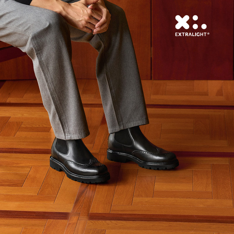 Thomwills Height-Increasing Chelsea Boots for Men, Thick-Soled Brogue Carved Genuine Leather High-Top Boots, Martin Boots for Winter