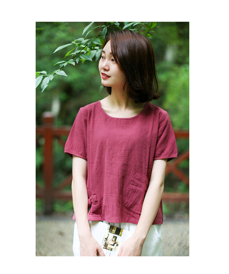 Sự hỗn loạn trong chiếc áo cotton và vải lanh của người Nam Giang mùa hè mới áo sơ mi nữ kiểu dáng ngắn tay ngắn kiểu retro - Áo sơ mi sơ mi trắng