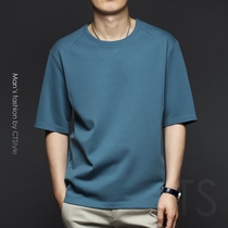 Mens summer Korean short sleeve T-shirt Korean version of loose T-shirt high-end boutique simple mid-sleeve mens base shirt tide