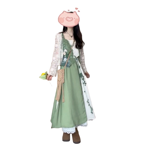 Свежий комплект, платье, белый кардиган