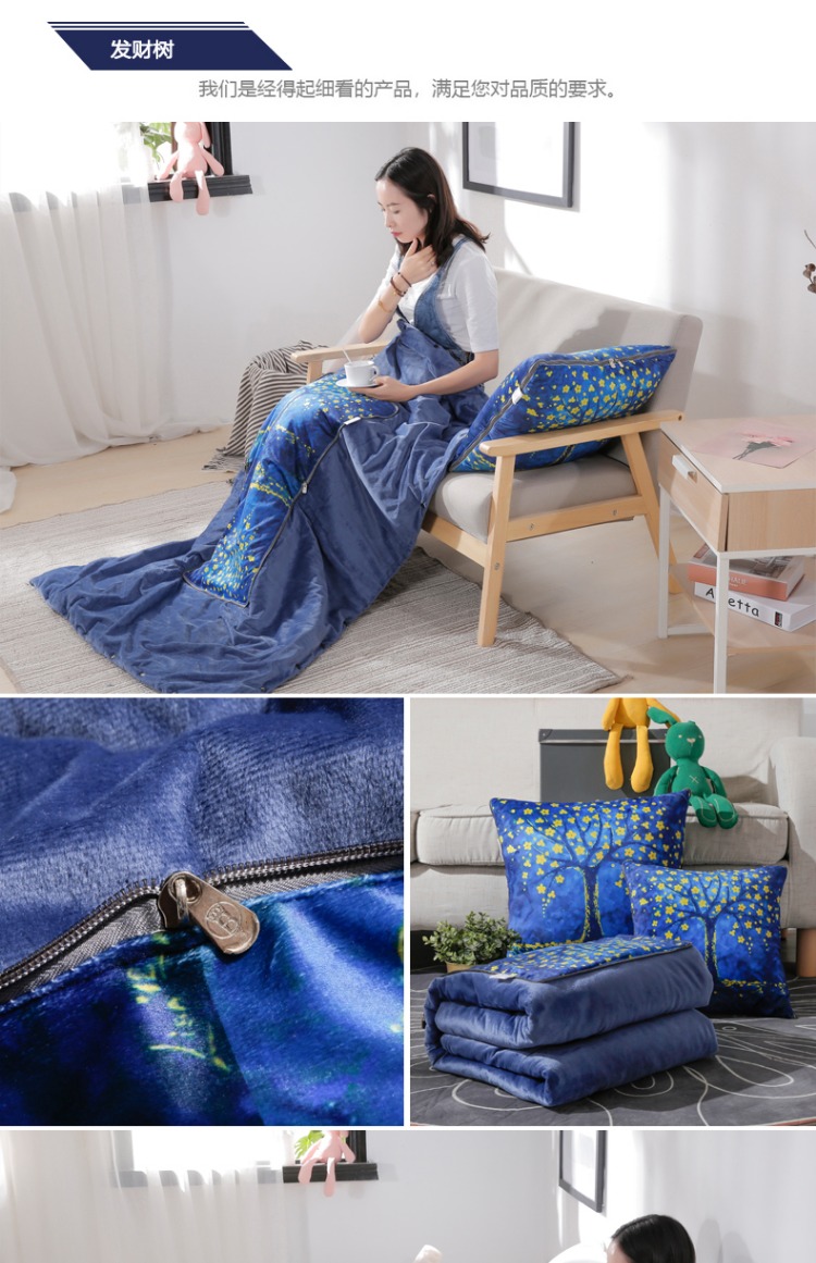 Mùa đông dày gối chăn xe sử dụng kép với đệm nhung văn phòng bằng ghế sofa nghỉ trưa là một chiếc gối nhỏ chăn gối văn phòng 2 trong 1