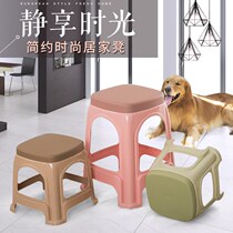 Plastic bench thickened durable light luxury round stool restaurant Home adult living room practical small stool non-slip