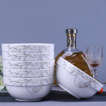 Chinese simple 6-inch noodle bowl 7-inch soup noodle bowl ceramic vegetable bowl soup bowl 2-6 pieces set of tableware