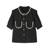 Летняя рубашка из жемчуга, ретро футболка, в стиле Шанель, французский ретро стиль, короткий рукав