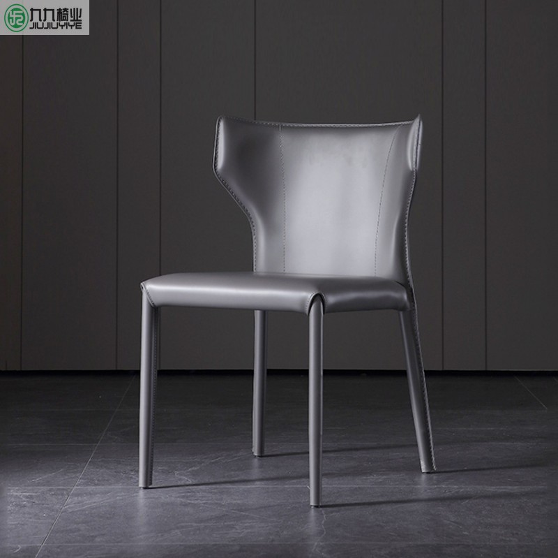 Italian industrial style chair Nordic light luxury dining chair home leisure dining room black leather chair is net red creative chair