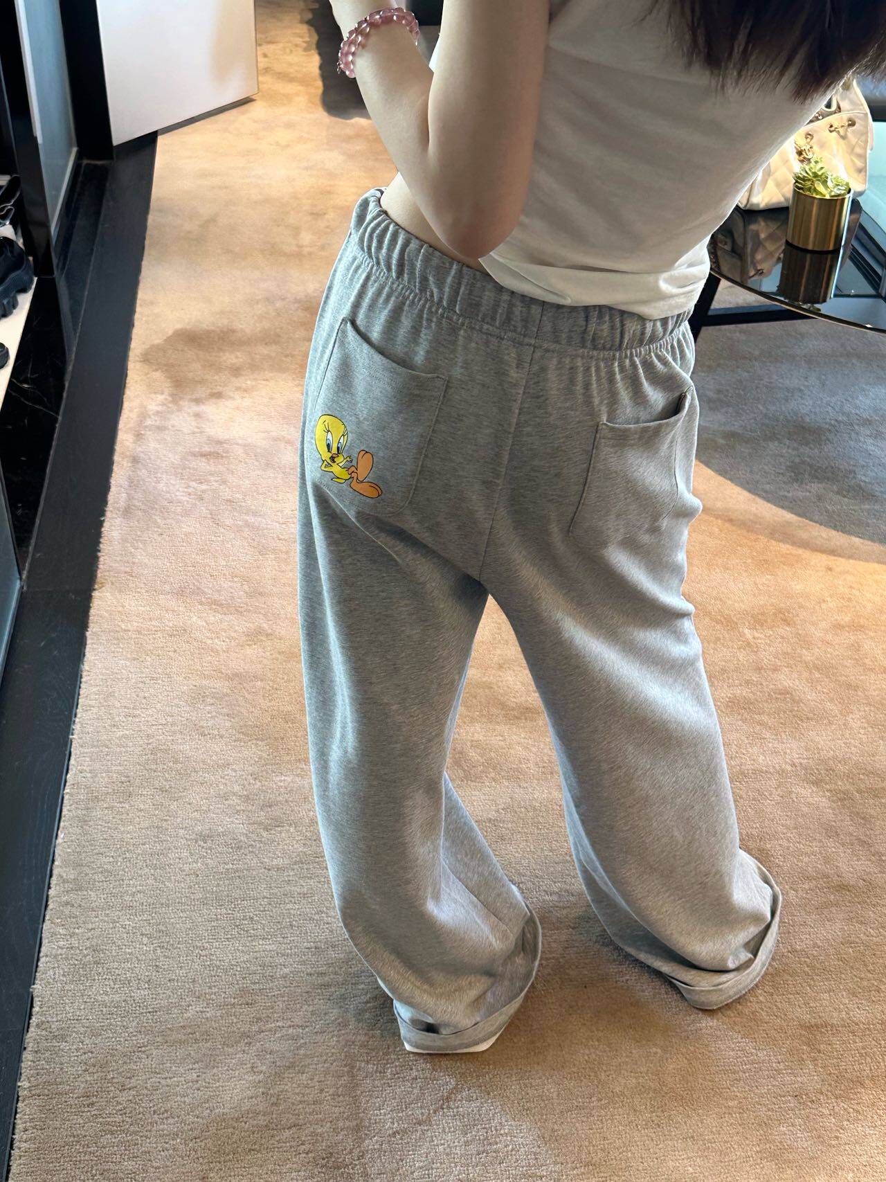 oker章壳儿оригинал ~ Серые прямые повседневные брюки с утенком Трейси A817