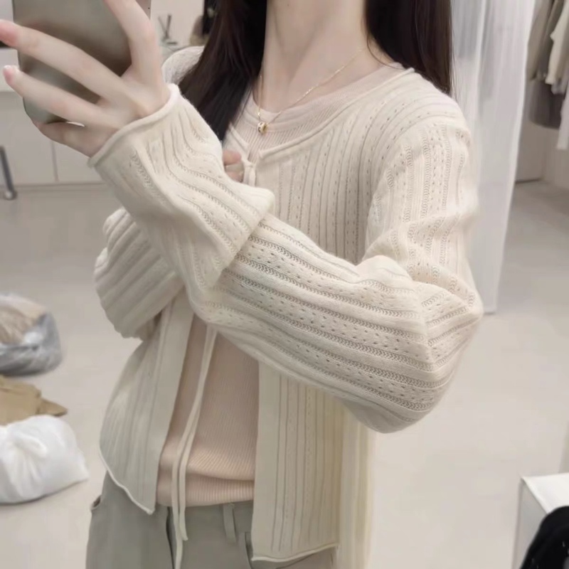 Amidi Genuine Product~ All-Wool Knitted Sweater Cardigan Versatile Korean-Style Gentle Hollow-Out Jacket + Vest Inner Wear Amidi Genuine Product~ All-Wool Knitted Sweater Cardigan Versatile Korean-Style Gentle Hollow-Out Jacket + Vest Inner Wear