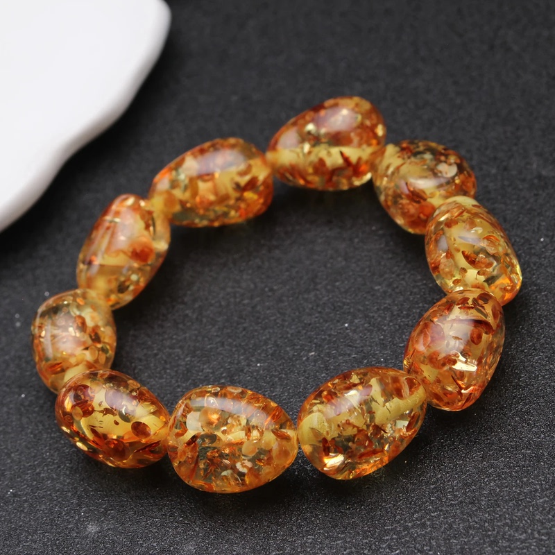 Natural Amber Beeswax Amber Conical Bracelet Couple Bracelet for Men and Women