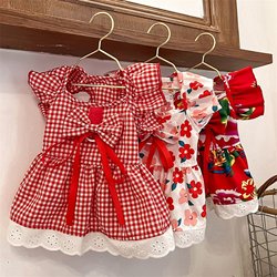 Traction-Friendly Dog Dress for Going Out, Puppy Clothes, Pet Cat Princess Dress, Teddy Bichon Summer New Thin Style
