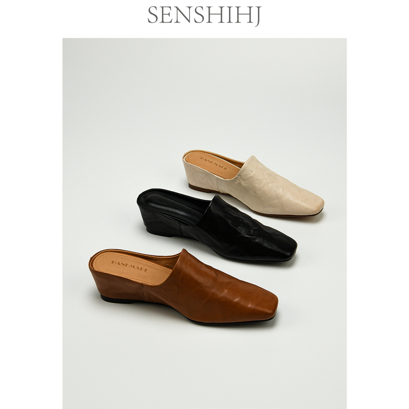 Senshihj/Senshihejiang Sheepskin Height-Increasing Closed-Toe Half Slippers for Women, Size 41, Large Size, Outdoor Wear, Lazy Mules Senshihj/Senshihejiang Sheepskin Height-Increasing Closed-Toe Half Slippers for Women, Size 41, Large Size, Outdoor Wear, Lazy Mules