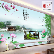 New Chinese landscape murals living room TV background wallpaper Yi Jiangnan study bedroom wallpaper 3d seamless wall cloth