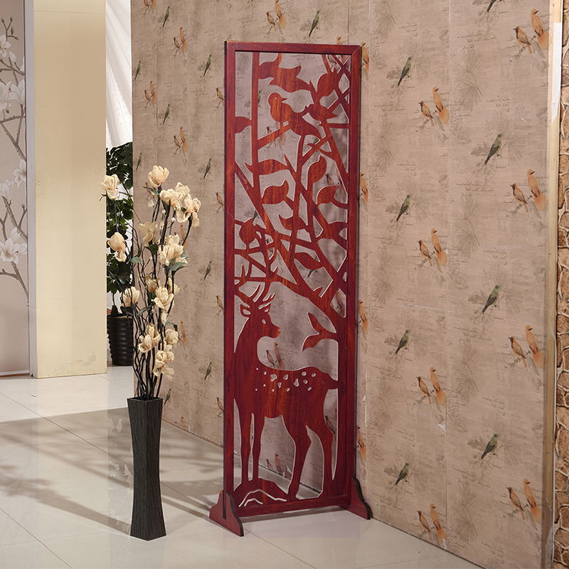 New Chinese doorway solid wood screen partition folding screen Push-and-pull Xuanguan Living room Small family type Easy folding and folding double-sided movement