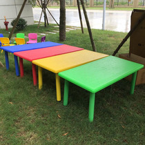 Kindergarten table and chair special six-person table and chair for children plastic rectangular table and chair dining long table chair adjustable