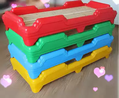 Kindergarten bed Plastic bed Kindergarten lunch break bed Baby bed stacked single bed Baby bed Children's wooden bed