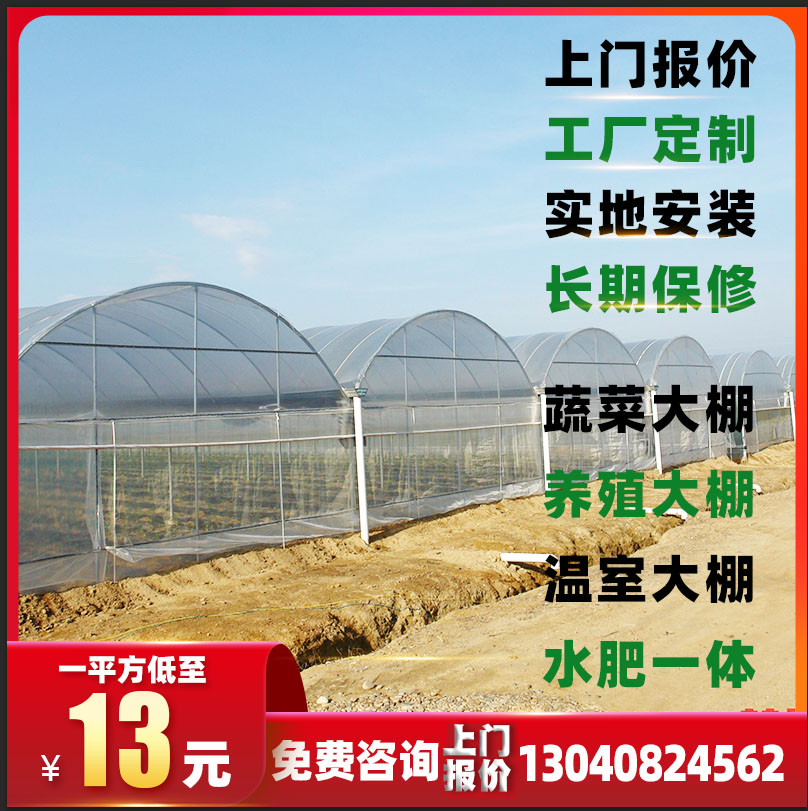 Xinyi new agricultural skeleton production fixed vegetable greenhouse Planting and breeding windproof simple steel pipe fittings greenhouse