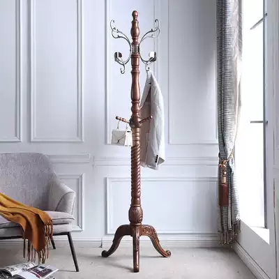 High-grade American all solid wood oak coat rack foyer floor-to-ceiling hangers European-style bedroom vertical household hanger