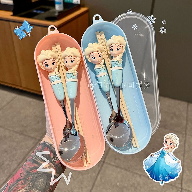 Princess Elsa 304 Stainless Steel Spoon and Fork Cute Spoon Fork Chopsticks Children's Tableware Set Primary School Students Three-Piece Set Princess Elsa 304 Stainless Steel Spoon and Fork Cute Spoon Fork Chopsticks Children's Tableware Set Primary School Students Three-Piece Set