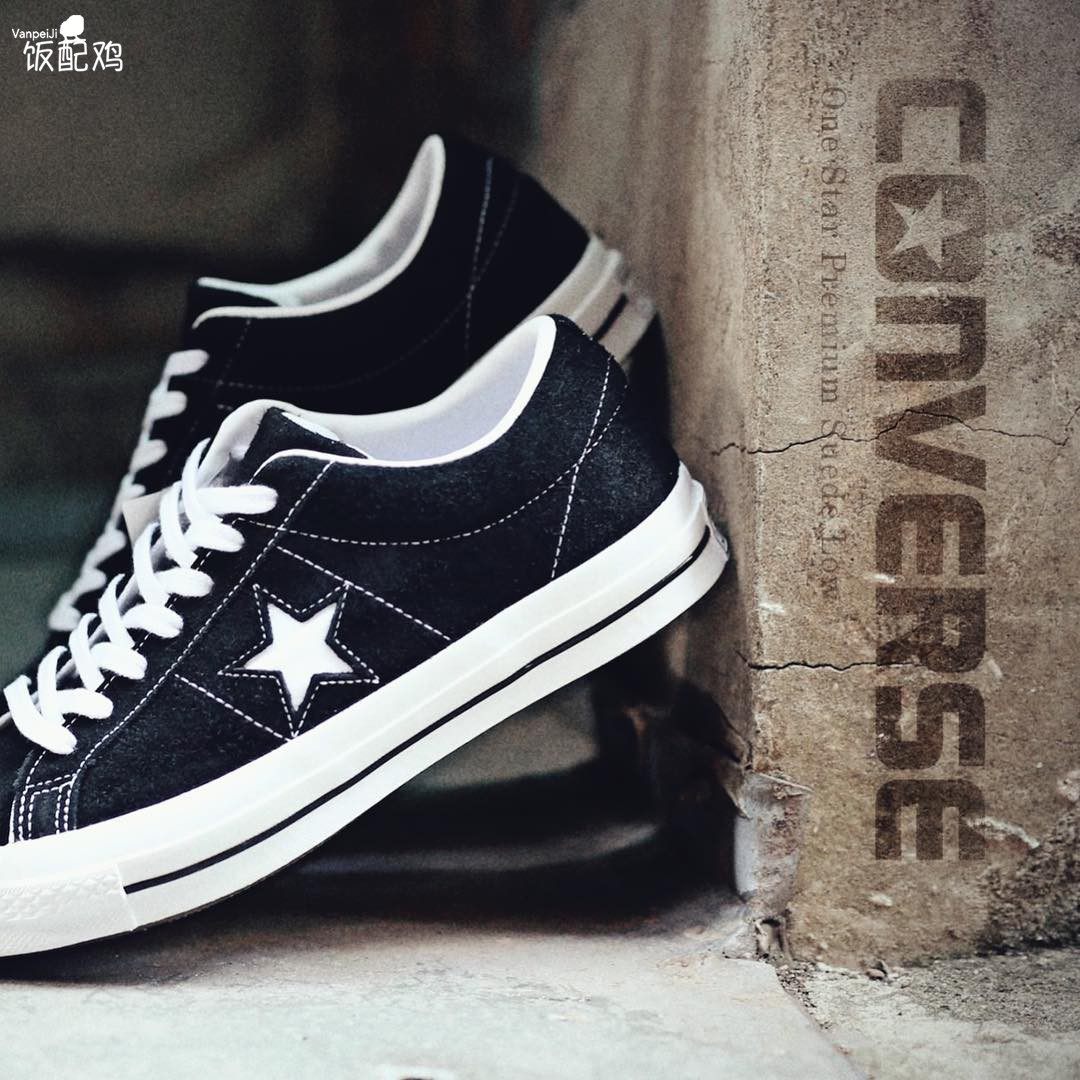 情侣出街必抢镜！这双Converse One Star 74黑皮鞋也太绝了吧🖤_帆布鞋_淘宝服装网, image size:1080x1080
