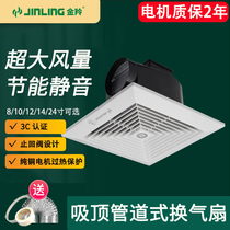 Jinling exhaust fan 10 inch pipe type 8 kitchen bathroom strong ceiling silent exhaust fan BPT12-24-2D