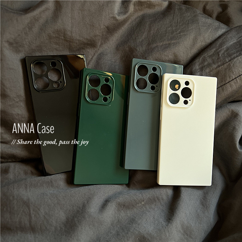 Niche High-End Dark Square Phone Case Suitable for Apple 16/17 Pro Max, iPhone 17/15 Pro Max Glossy Soft Case, 15 Anti-Drop Protective Case, 16 Pro Full Coverage, 14 Pro Air