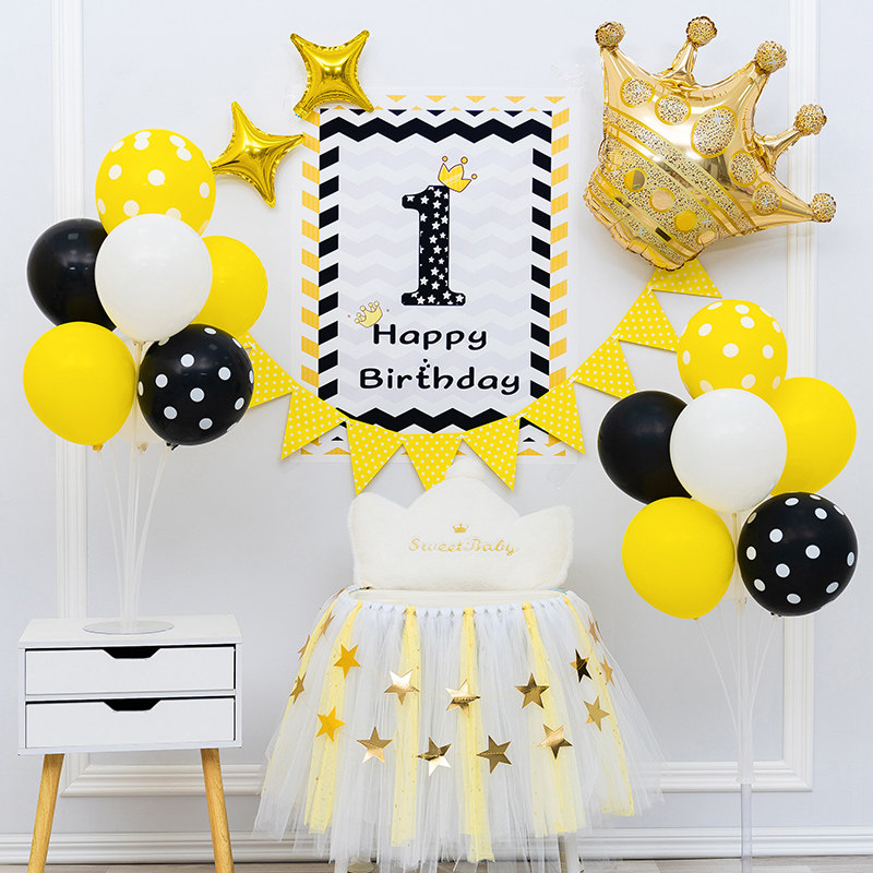 Boy Girl Baby 1 Week Birthday Placement Decoration Scene 100 Days Hundred Day Banquet Background Wall Poster Balloon 2