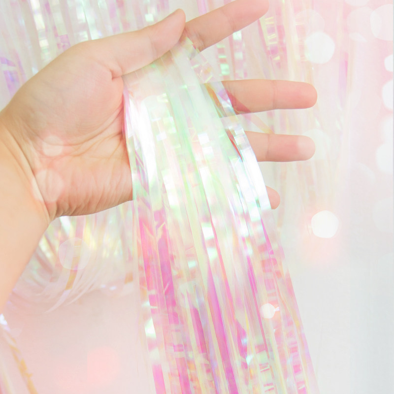 Fantasy rain curtain party stage background wall decorated adult children's birthday colorful flow Su wedding arrangement