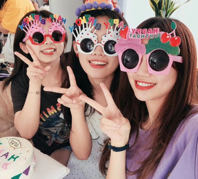 Small Red Book Co with birthday party Supplies fun to blame Happy glasses eyes Photo Props Cake Decorations