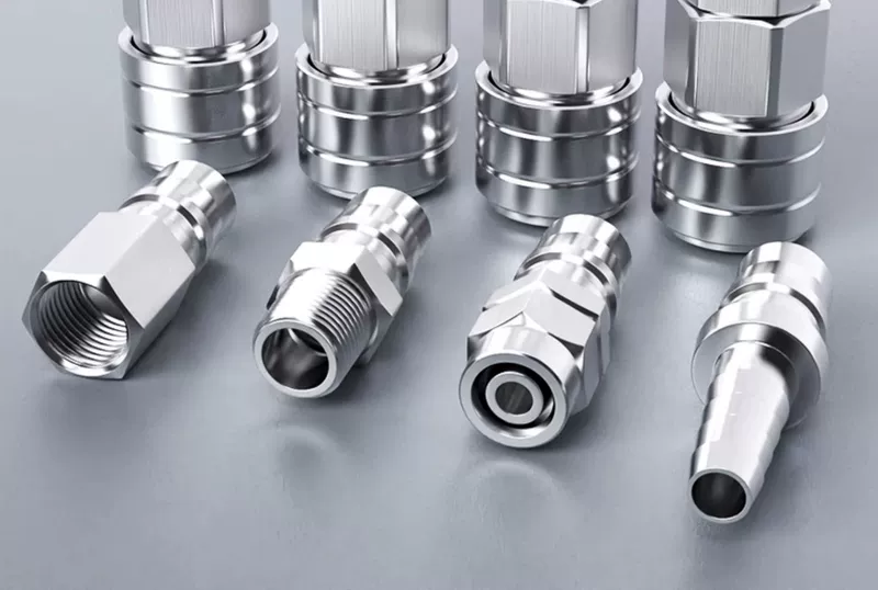 Ống dẫn khí bằng thép không gỉ 304 đầu nối nhanh loại c tự khóa lắp nhanh máy bơm không khí bộ sưu tập phụ kiện máy nén khí đầu nam và nữ chịu áp lực cút nối khí nén t nối khí nén
