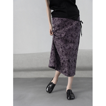 2021 Summer Original Design Homemade Purple Jacquard Dark Pattern Skirt Back Split Sexy Slim Temperament Classical Beauty