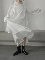 2021 autumn solid color minimalist vest skirt white sleeveless drawstring pleat design double artistic cover skirt base Joker