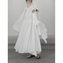 2021 summer and autumn wide sleeve long fairy cardigan coat slightly loose sleeve Joker sunscreen suit minimalist white