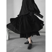 2021 summer irregular diablo stitching half-length skirt Yamamoto wind swings temperament literary half skirt elegant fairy feeling