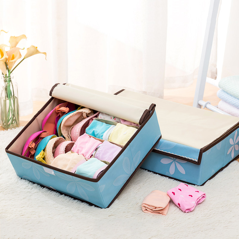Oxford cloth underwear storage box Covered bra underwear socks grid finishing box Home fabric storage box