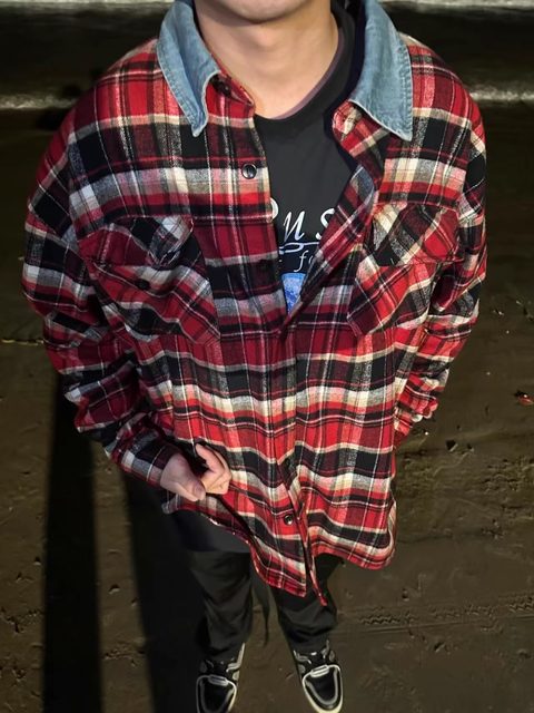 FOG FEAR OF GOD main line American retro fifth season men's flannel red plaid couple shirt