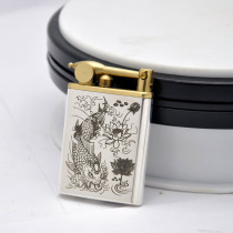 Zorro sterling silver shell etched kerosene lighter old-fashioned retro personality 2-sided fine carved pure copper liner