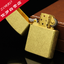 Zorro original copper knurled kerosene lighter mens personalized custom gift lettering windproof ultra-thin retro machine