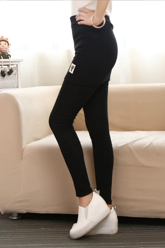 Mùa thu đông giả hai chiếc quần legging nữ 2017 mới cộng với nhung dày mặc quần chân nhỏ là quần thun ôm sát hông.