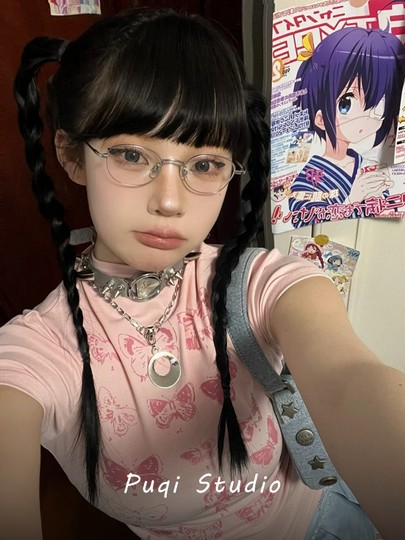 Korean-Style Oval Small Round Frame Gold-Rimmed Nerd Glasses for Women, Trendy and Suitable for Plain Makeup, Can Be Fitted with Prescription Lenses, Fashionable Myopia Glasses