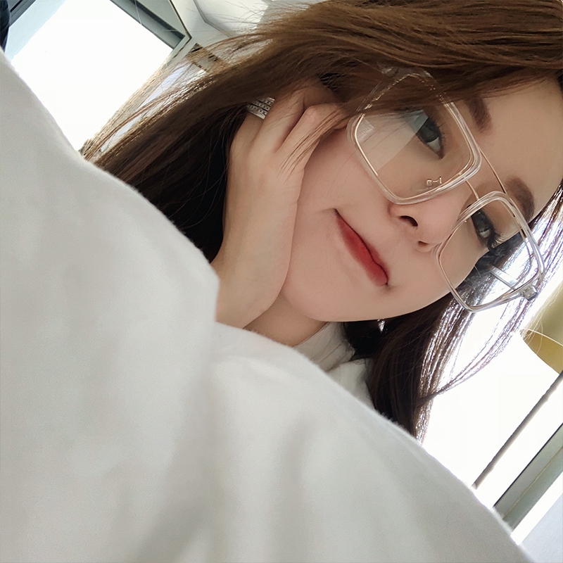 Ins super hot glasses transparent frame trendy bunny net red big frame myopia mirror female square frame slimming retro flat mirror