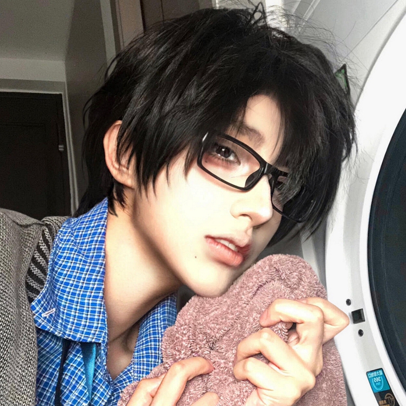 Japanese-Style Otaku Black-Framed Glasses for Cosplay, Square-Framed Flat Glasses for Anime Fans, Can Be Customized with Prescription Lenses Japanese-Style Otaku Black-Framed Glasses for Cosplay, Square-Framed Flat Glasses for Anime Fans, Can Be Customized with Prescription Lenses