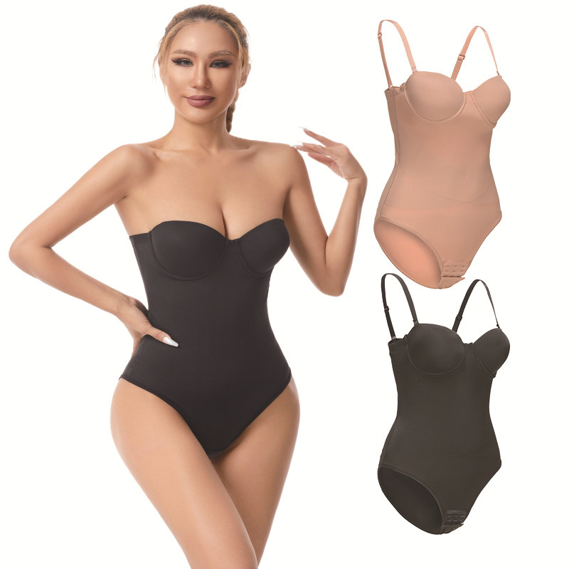Plus-Size Shapewear with Underwire Bra, One-Piece Dress, Strapless, Seamless, Tummy Control, Waist Cincher
