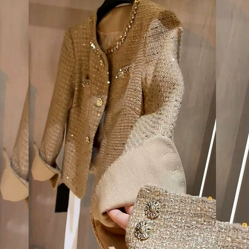 Осенняя хаки куртка, в стиле Шанель, французский стиль, свободный прямой крой