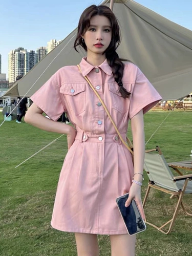 Розовая рубашка, летняя летняя одежда, платье, подходит для подростков, 2025 года