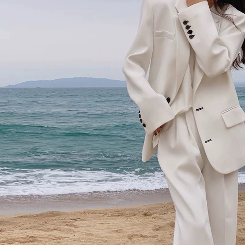 Брендовый белый весенний классический костюм, комплект, 2025 года, тренд сезона, премиум класс, в британском стиле