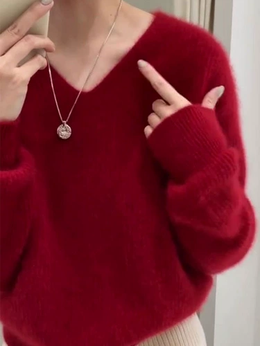 Красный оберег на день рождения, пуховик, свитер, год кролика, коллекция 2023, в корейском стиле, изысканный стиль